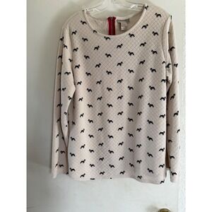 Art‎ and Soul Quilted French Bulldog Print Long Sleeve Top XL Grannycore